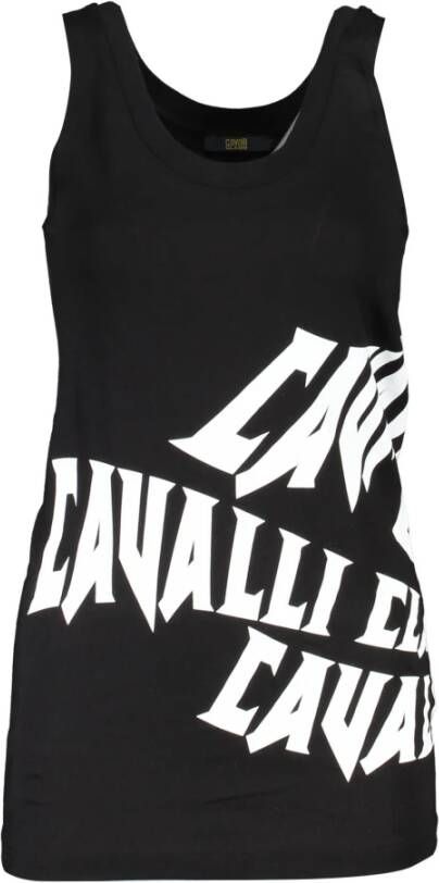 Cavalli Class Chique Bedrukte Tanktop Brede Schouders Black Dames