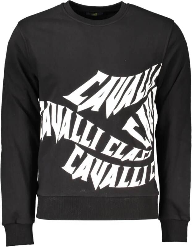 Cavalli Class Zwarte katoenen trui lange mouwen regular fit Zwart Heren