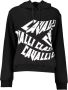 Cavalli Class Zwarte katoenen trui met capuchon en logoprint Black - Thumbnail 1