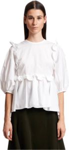 Cecilie Bahnsen Puff Sleeve Blouse With Ruffles Wit Dames