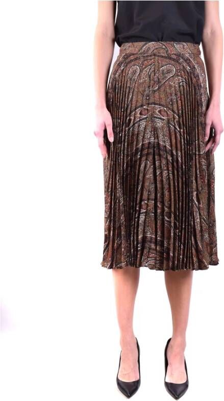 Celine Halflange Rok Luxueuze Wol en Zijde Mix Bruin Dames