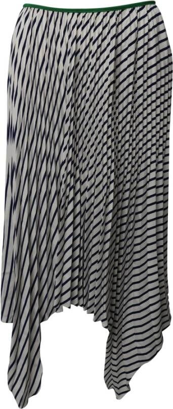 Celine Vintage Celine Striped Handkerchief Skirt in Navy Blue and White Silk Blauw Dames