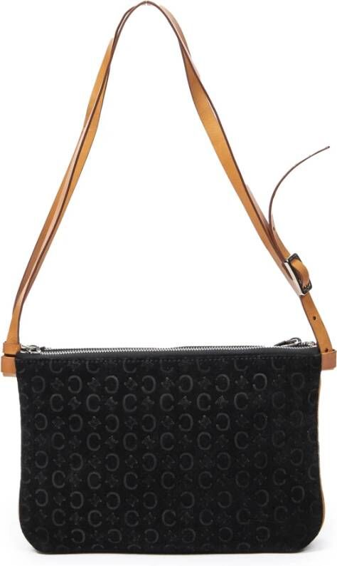 Celine Vintage Double Zip Shoulder Bag Zwart Dames