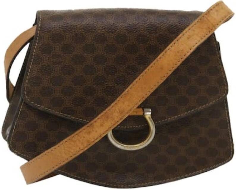 Celine Vintage Preated bruin lederen celine schoudertas Bruin Dames
