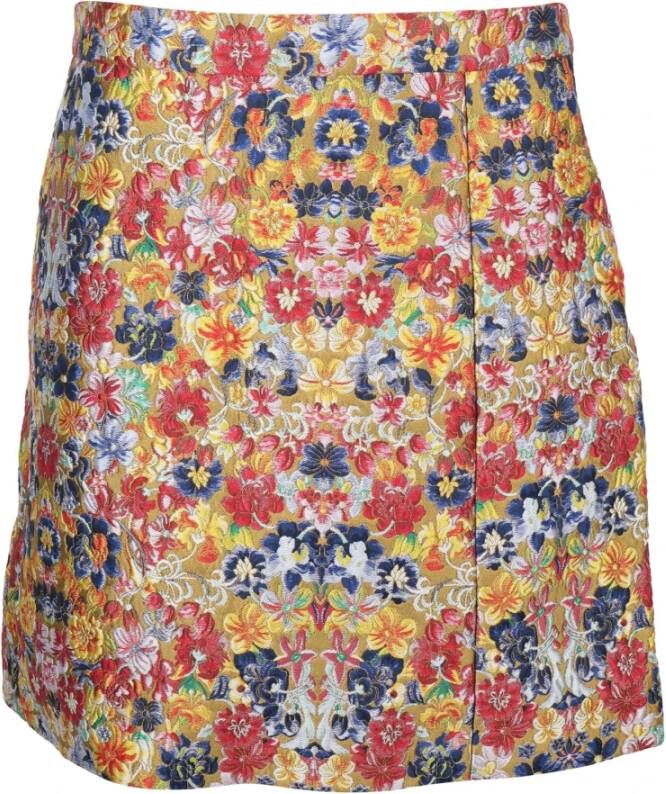 Celine Vintage Voldoende bloemenbrocade mini rok Geel Dames