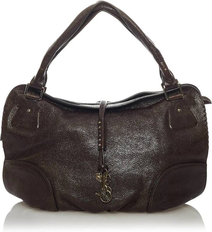 Celine Vintage Voldoende lederen handtas Bruin Dames