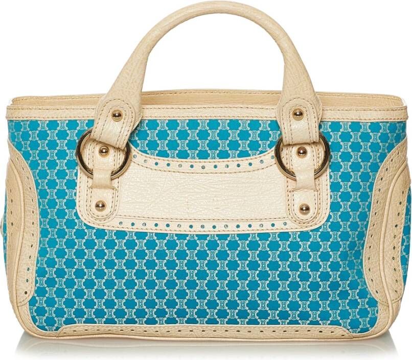 Celine Vintage Voldoende Macadam Boogie Canvas Handtas Blauw Dames
