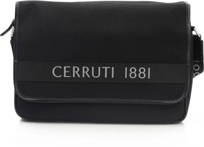 Cerruti 1881 Zwarte Nylon Messenger Tas met Logo Black Heren