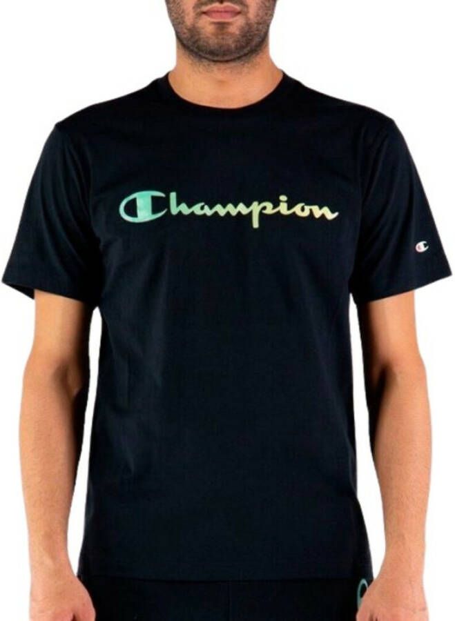 Champion Big Degraded T -Shirt Logo Zwart Heren