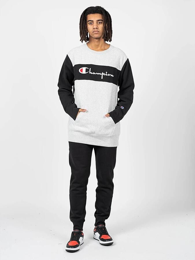 Champion Sweatshirt girocollo kleurblok kangoeroe pocket omgekeerd weefsel Grijs Heren - Foto 4
