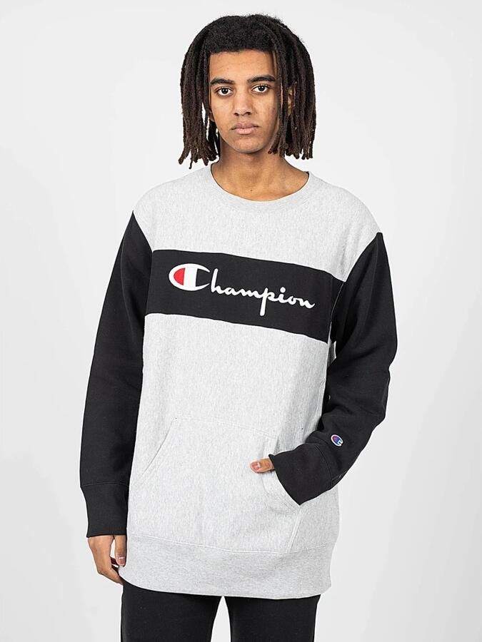 Champion Sweatshirt girocollo kleurblok kangoeroe pocket omgekeerd weefsel Grijs Heren - Foto 5