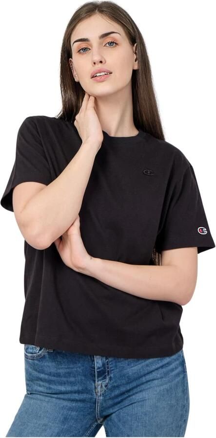 Champion Zwarte Dames T-shirt Relaxte Pasvorm Black Dames