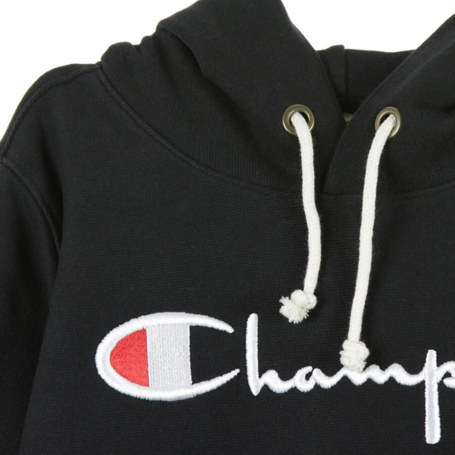 Champion Zwarte Geborduurde Script Logo Hoodie Black