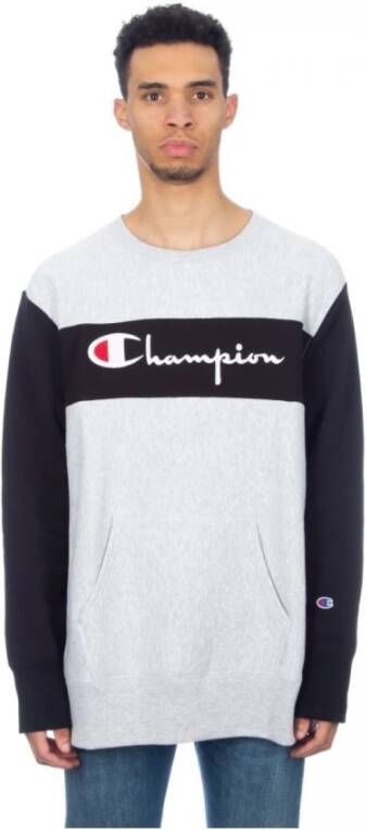 Champion Sweatshirt girocollo kleurblok kangoeroe pocket omgekeerd weefsel Grijs Heren