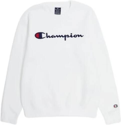 Champion Witte Geborduurde Script Logo Crewneck Sweater White Heren