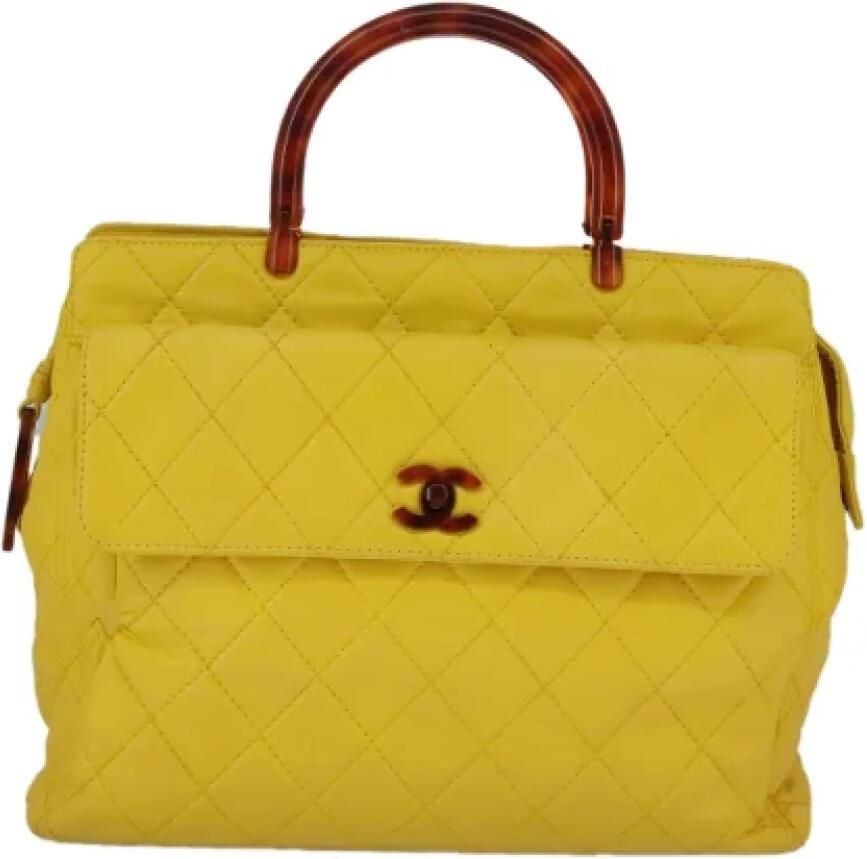 Chanel Vintage Pre-owned Leather chanel-bags Yellow Dames