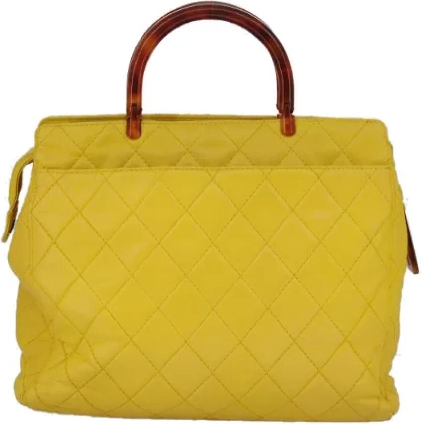Chanel Vintage Pre-owned Leather chanel-bags Yellow Dames - Foto 9