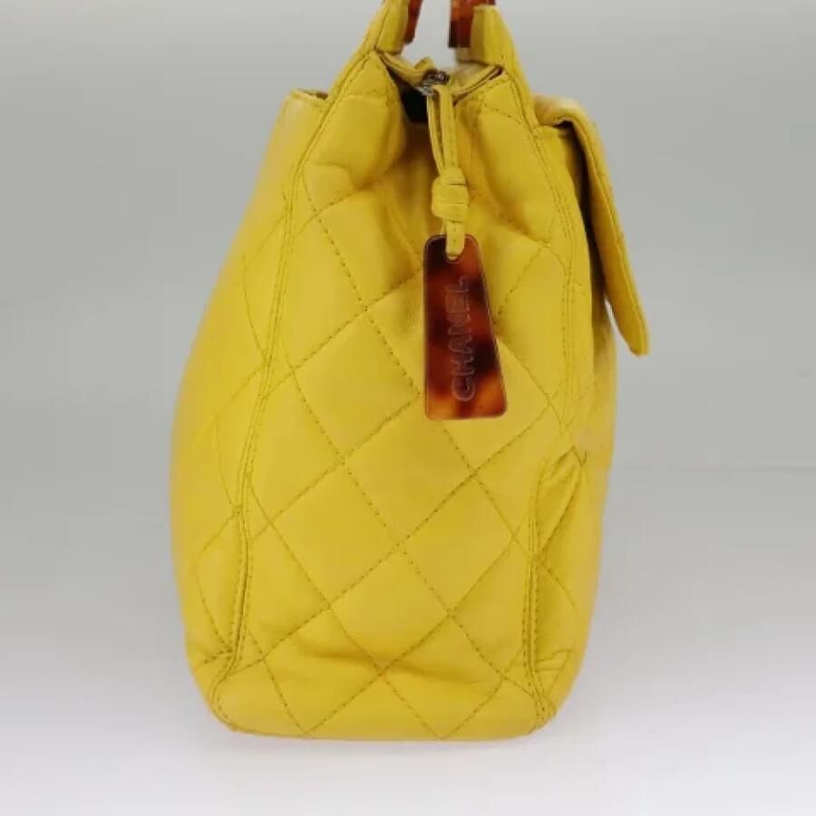Chanel Vintage Pre-owned Leather chanel-bags Yellow Dames - Foto 3