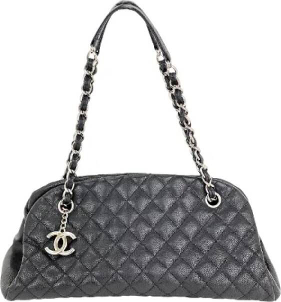 Chanel Vintage Authentieke Chanel Zwarte Gewatteerde Caviar