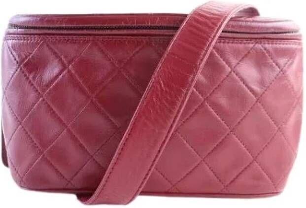 Chanel Vintage Authentieke Vintage Canvas Riemtas Rood Dames