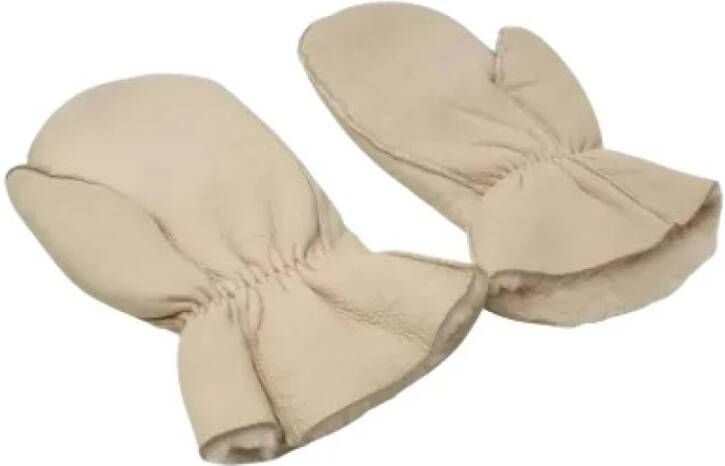 Chanel Vintage Beige Gewatteerde Leren Handschoenen Beige Dames