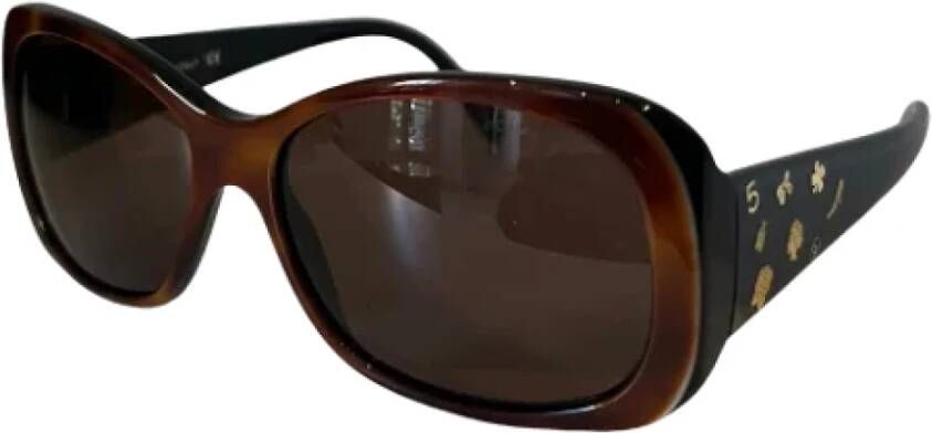 Chanel Vintage Bruine Plastic Chanel Zonnebril Bruin Dames