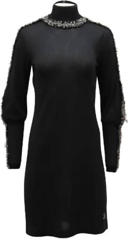 Chanel Vintage Chanel Zwarte Cashmere Coltrui Jurk Zwart Dames