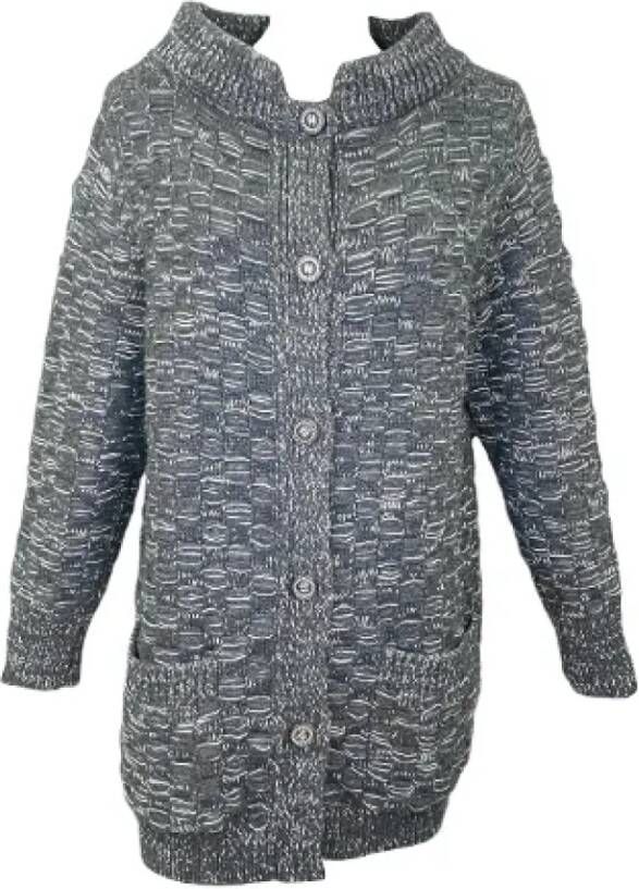 Chanel Vintage Gebruikte Gebreide Kleding & Sweatshirts Chanel Handtekening Jas Grijs Dames
