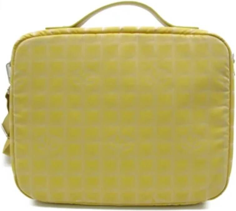Chanel Vintage Gele Canvas Crossbody Tas Geel Dames