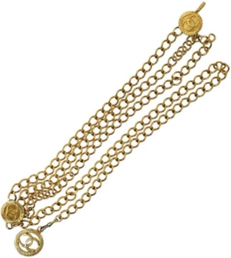 Chanel Vintage Gouden Metalen Chanel Riem Geel Dames