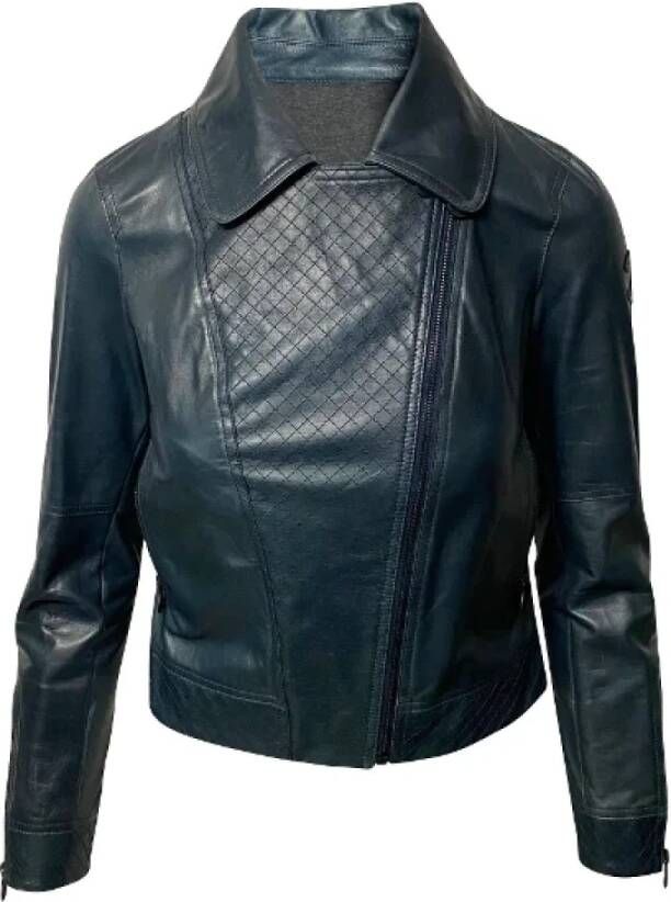 Chanel Vintage Groene Leren Motorjas Tweedehands Groen Dames