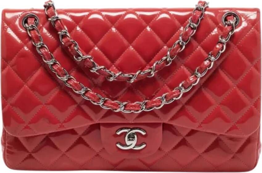 Chanel Vintage Heruitgevonden Oranje Leren Flap Tas Oranje Dames