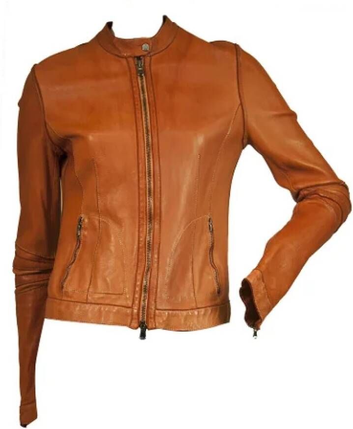 Chanel Vintage Kaneelbruine Leren Jas Bruin Dames