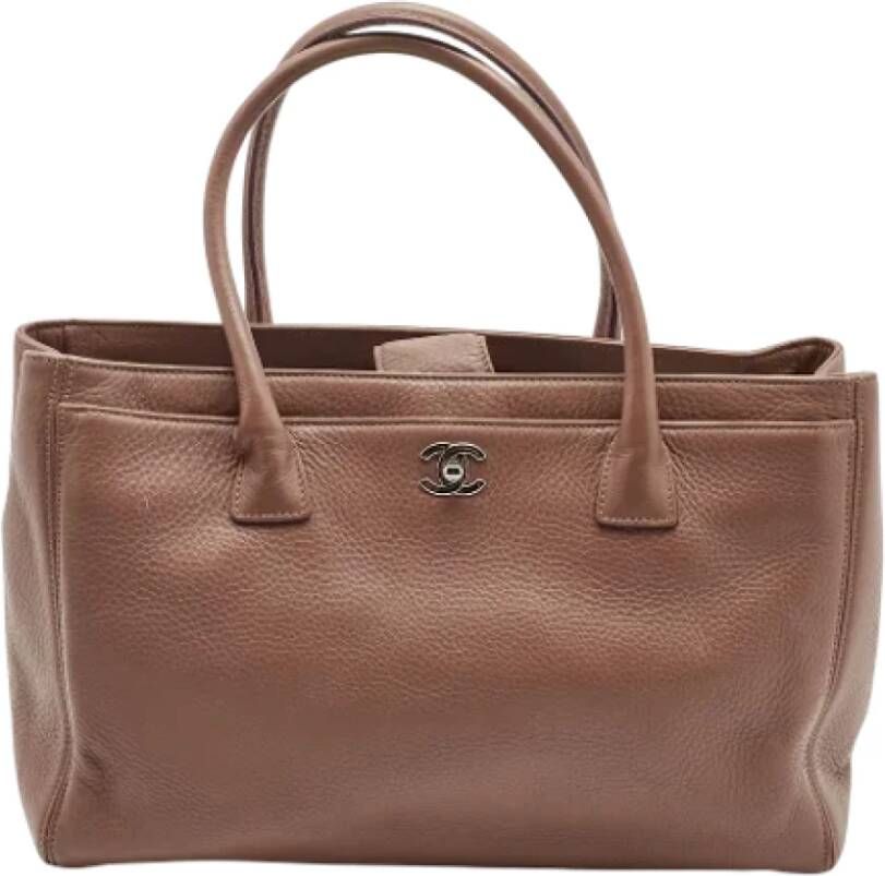 Chanel Vintage Klassieke Brunt Leren Tote Bruin Dames