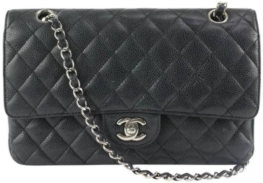 Chanel Vintage Leren Schoudertas Zwart Dames