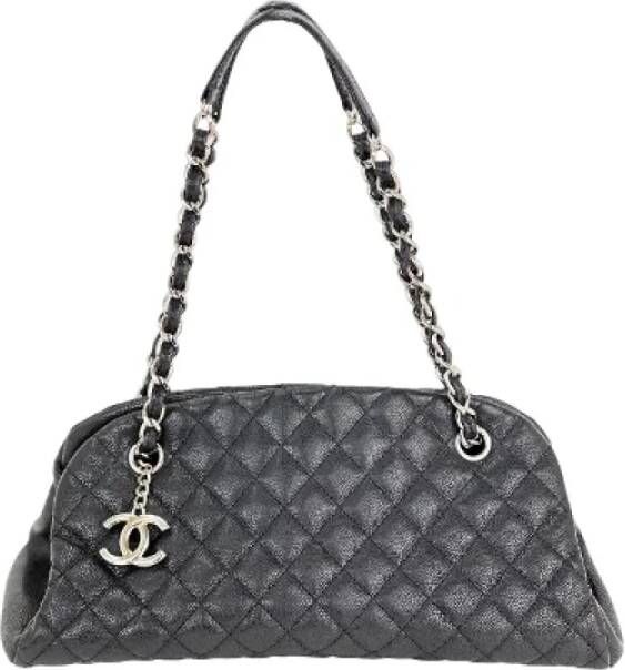 Chanel Vintage Leren Schoudertas Zwart Dames