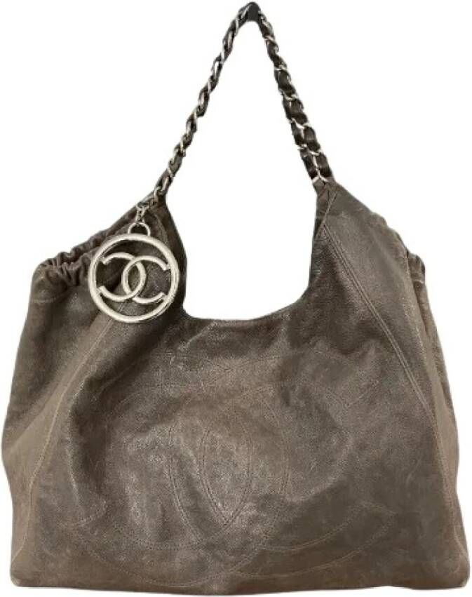Chanel Vintage Luxe Vintage Tabakleren Schoudertas Bruin Dames