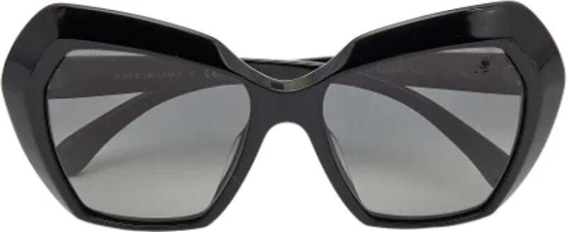 Chanel Vintage Luxe Zwarte Acetaat Zonnebril Zwart Dames