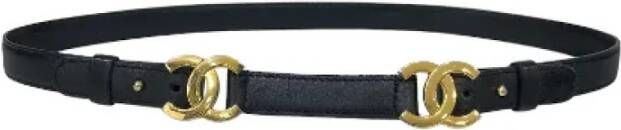 Chanel Vintage Ongebruikte riem met dubbel CC-logo Zwart Dames