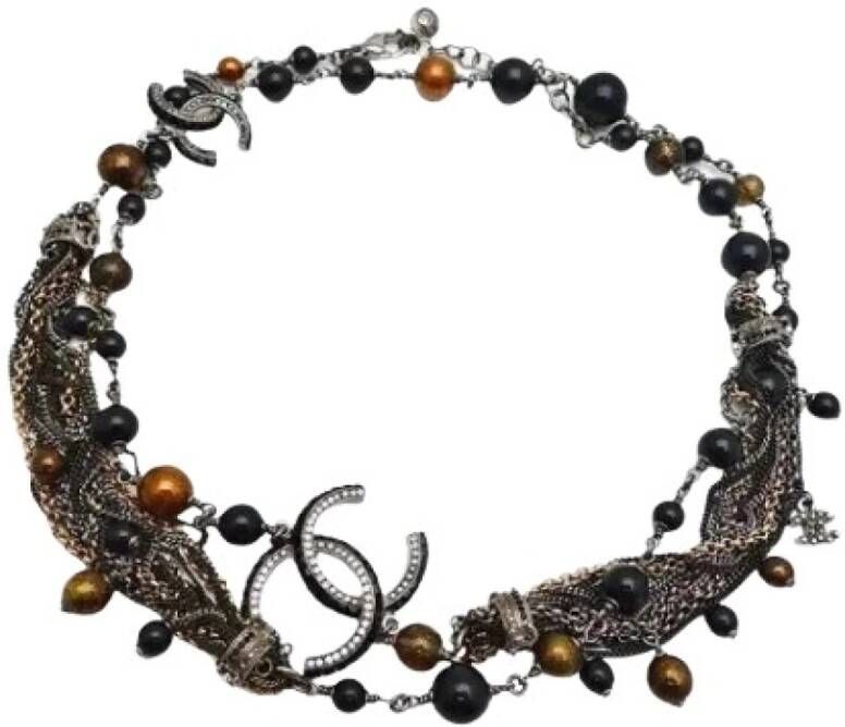 Chanel Vintage Pratilled stoffen chanel-jewelry Zwart Dames