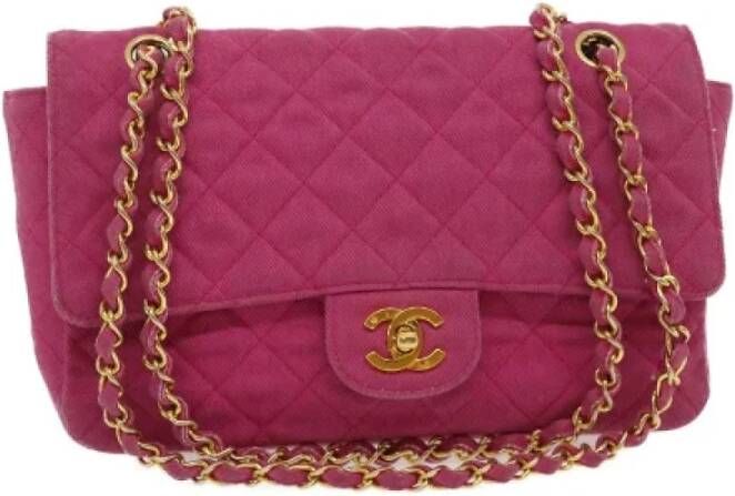 Chanel Vintage Pre-owned Canvas chanel-bags Roze Dames