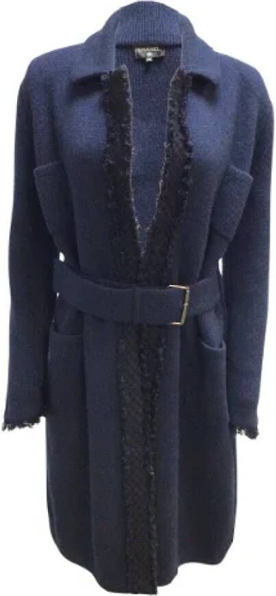 Chanel Vintage Pre-owned Cashmere outerwear Blauw Dames