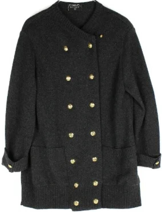 Chanel Vintage Pre-owned Cashmere outerwear Gray Dames