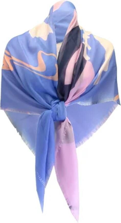 Chanel Vintage Pre-owned Cashmere scarves Blauw Dames