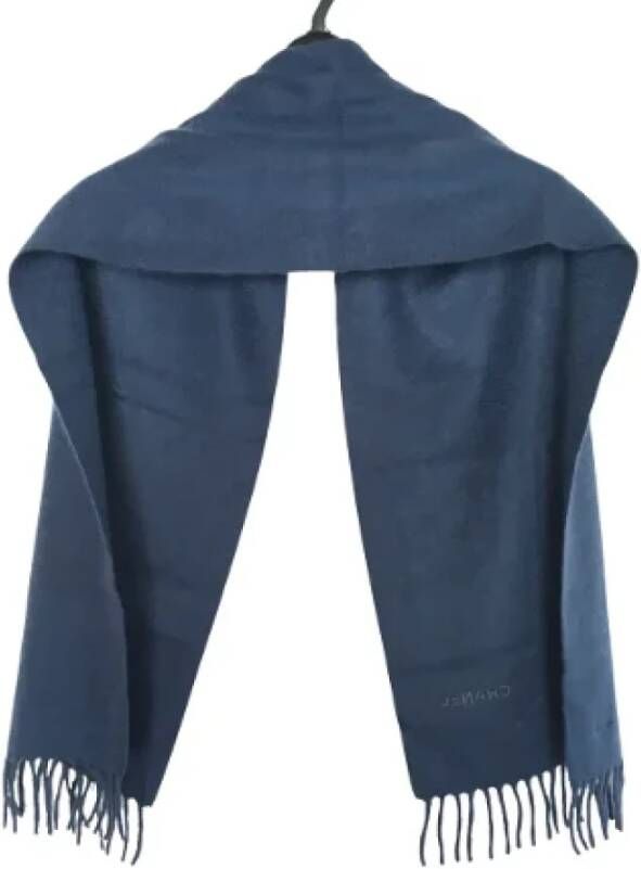 Chanel Vintage Pre-owned Cashmere scarves Blauw Dames