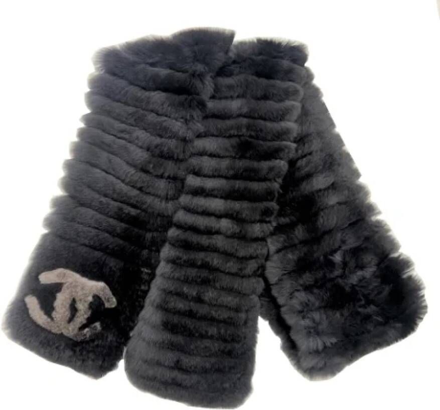 Chanel Vintage Pre-owned Cashmere scarves Zwart Dames