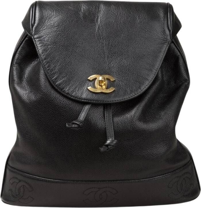 Chanel Vintage Pre-owned Caviar CC Backpack Zwart Dames