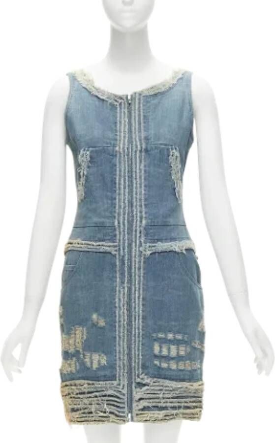 Chanel Vintage Pre-owned Cotton dresses Blauw Dames