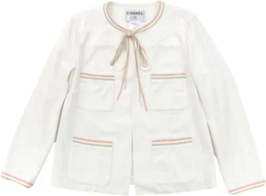Chanel Vintage Pre-owned Cotton outerwear White Dames