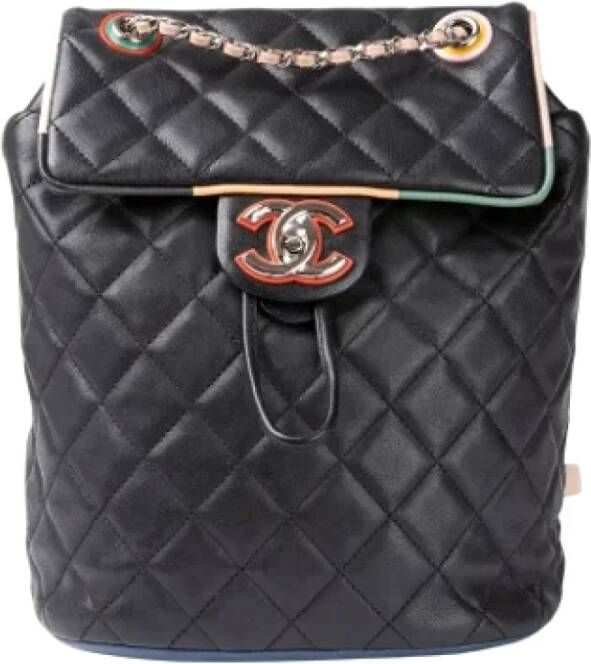 Chanel Vintage Pre-owned Leather backpacks Zwart Dames